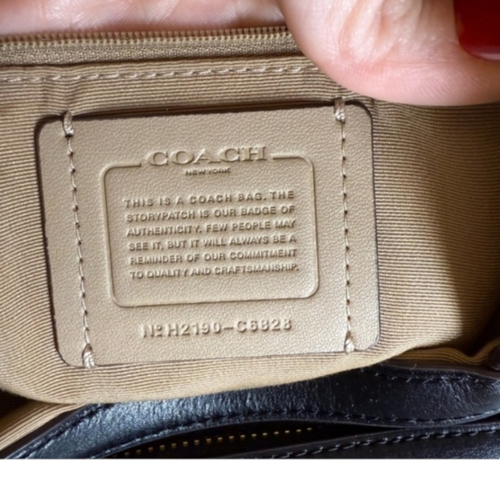 NWOT Coach Kristy Pebbled Leather colorblock black tan cream Shoulder Bag Purse - Picture 7 of 9